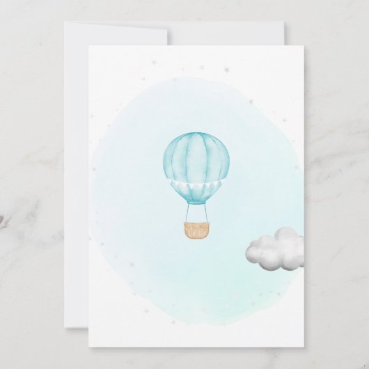 Boy ONEderful World Hot Air Ballon Erster Geburtst Einladung (Rückseite)