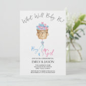 Boy Or Girl Blue Or Pink Gender Reveal Invitation Einladung (Stehend Vorderseite)