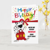 Boy or Girl Cute Cartoon Cat 8th Birthday Karte (Gelbe Blume)