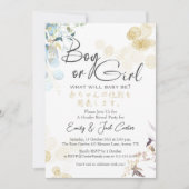 Boy or Girl Gender Reveal Botanical Gold Elegante Einladung (Vorderseite)
