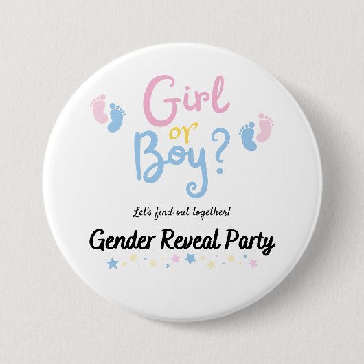 Boy or Girl? Gender Reveal Button (Vorderseite)