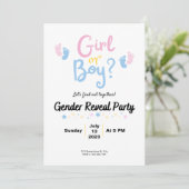 Boy or Girl? Gender Reveal Einladung (Stehend Vorderseite)
