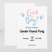 Boy or Girl? Gender Reveal Einladung (Vorne/Hinten)