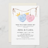 Boy or Girl Gender Reveal Invitation Einladung (Vorne/Hinten)