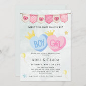 Boy or Girl Gender Reveal Invitation Einladung (Vorne/Hinten)