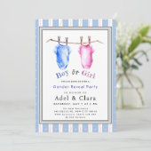 Boy or Girl Gender Reveal Invitation Einladung (Stehend Vorderseite)