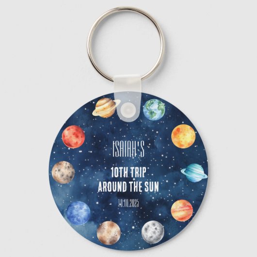 Boy Outer Space 10th Trip Around the Sun Birthday Schlüsselanhänger (Vorderseite)