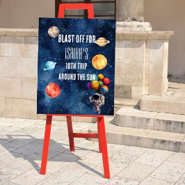 Boy Outer Space Astronaut Birthday Welcome Sign Acrylschild