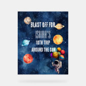 Boy Outer Space Astronaut Birthday Welcome Sign Acrylschild (Vorderseite)