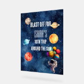 Boy Outer Space Astronaut Birthday Welcome Sign Acrylschild (Winkel)