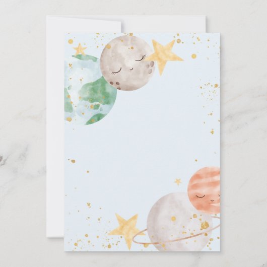 Boy Outer Space Baby Dusche Einladung (Rückseite)