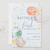 Boy Outer Space Einladung zum Geburtstag (Vorderseite)