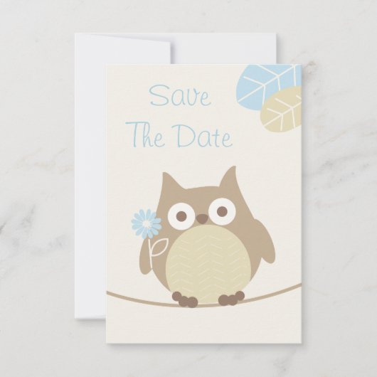 Boy Owl Baby Dusche Save the Date (Vorderseite)