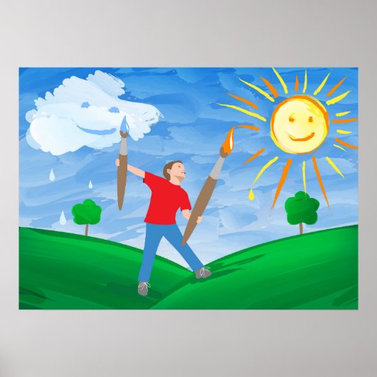 Boy Painting Skies Poster (Vorne)