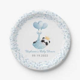 Boy Panda `Bear Blue Balloon Baby Dusche Pappteller