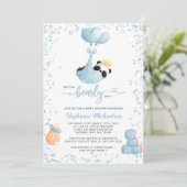 Boy Panda Bearly Wait Baby Dusche Einladung (Stehend Vorderseite)