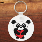 Boy Panda mit Big Red Heart Schlüsselanhänger (Vorderseite)