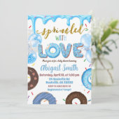 Boy Pastel Donut Sprinkled with Love Invitation Einladung (Stehend Vorderseite)