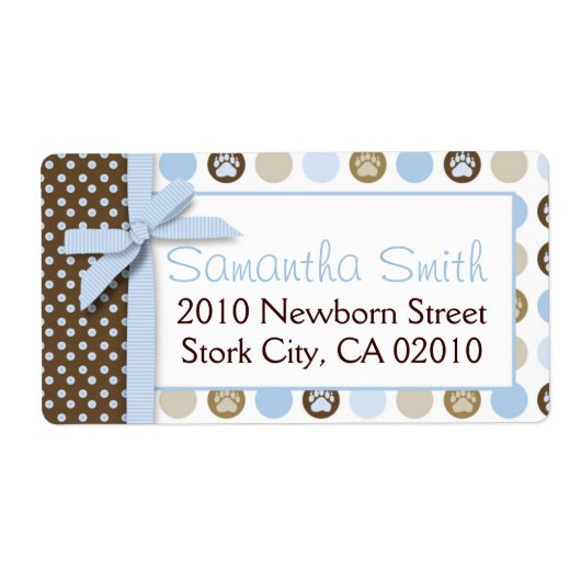 Boy Paw Print Polka Dots Shipping Label (Vorne)