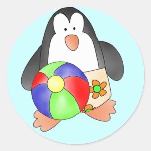Boy Penguin am Strand Tshirts und Geschenke Runder Aufkleber