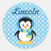 Boy Penguin Personalisiert Sticker (Vorderseite)