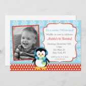 Boy Penguin Winter Geburtstag Einladungen (Vorne/Hinten)