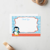 Boy Penguin Winter Snowflake Danke Karten (Vorderseite/Rückseite Beispiel)