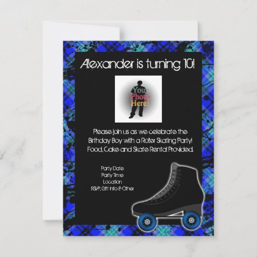 Boy Personalisiert Roller Skaten Party Einladung (Vorderseite)