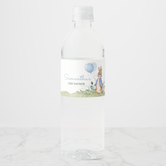 Boy Peter Rabbit Baby Dusche Wasserflaschenetikett (Vorderseite)