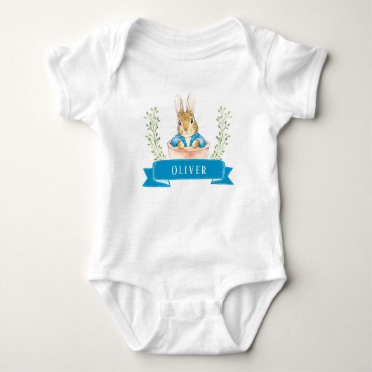Boy Peter Rabbit Blue Custom Baby Bodysuit Baby Strampler (Vorderseite)