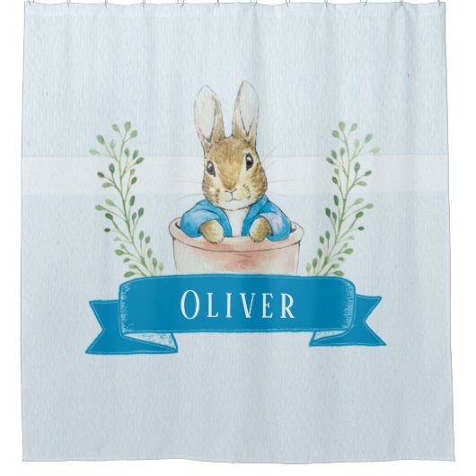Boy Peter Rabbit Blue Custom Duschvorhang (Vorderseite)