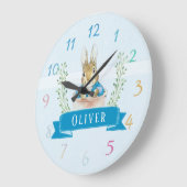 Boy Peter Rabbit Blue Custom Large Clock Große Wanduhr (Winkel)