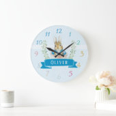 Boy Peter Rabbit Blue Custom Large Clock Große Wanduhr (Zuhause)