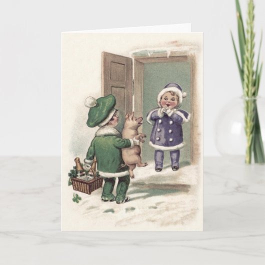 Boy Pig Champagne Kleeblatt Door Karte (Vorderseite)