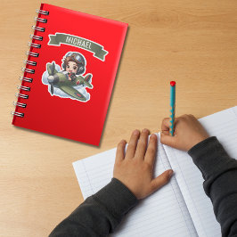 Boy Pilot flying Vintage Airplane in Clouds Custom Aufkleber