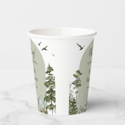 Boy Pine Tree Forest Mountain Baby Dusche Pappbecher (Links)