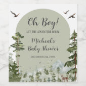 Boy Pine Tree Forest Mountain Baby Dusche Weinetikett (Einzelnes Label)