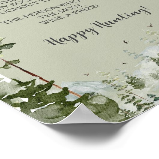 Boy Pine Tree Forest Mountain Baby Sock Hunt Poster (Ecke)