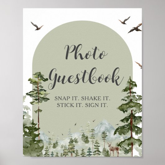 Boy Pine Tree Forest Mountain Foto Gästebuch (Vorne)