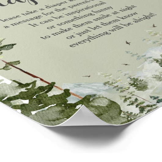 Boy Pine Tree Forest Mountain Spate Night Diapers Poster (Ecke)