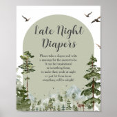 Boy Pine Tree Forest Mountain Spate Night Diapers Poster (Vorne)