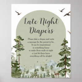 Boy Pine Tree Forest Mountain Spate Night Diapers Poster