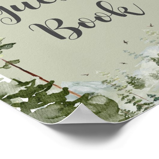 Boy Pine Tree Mountain Baby Shower Gästebuch (Ecke)