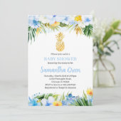 Boy Pineaple Baby Shower Einladung (Stehend Vorderseite)
