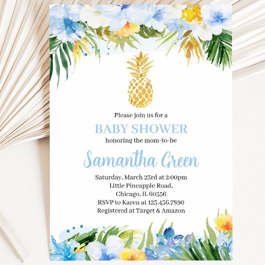 Boy Pineaple Baby Shower Einladung