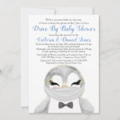 Boy Pinguin mit Maskenantrieb mit Babydusche Einladung (Vorderseite)