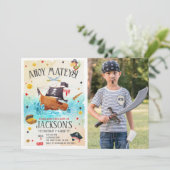 Boy Pirate Birthday Foto Einladung (Stehend Vorderseite)