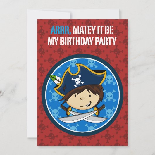 Boy Pirate Captain Party Invite Einladung (Vorderseite)