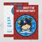 Boy Pirate Captain Party Invite Einladung (Vorne/Hinten)