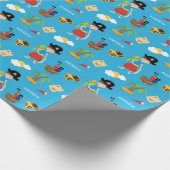 Boy Pirate mit Schatz, Papagei und Vorname Geschenkpapier (Ecke)